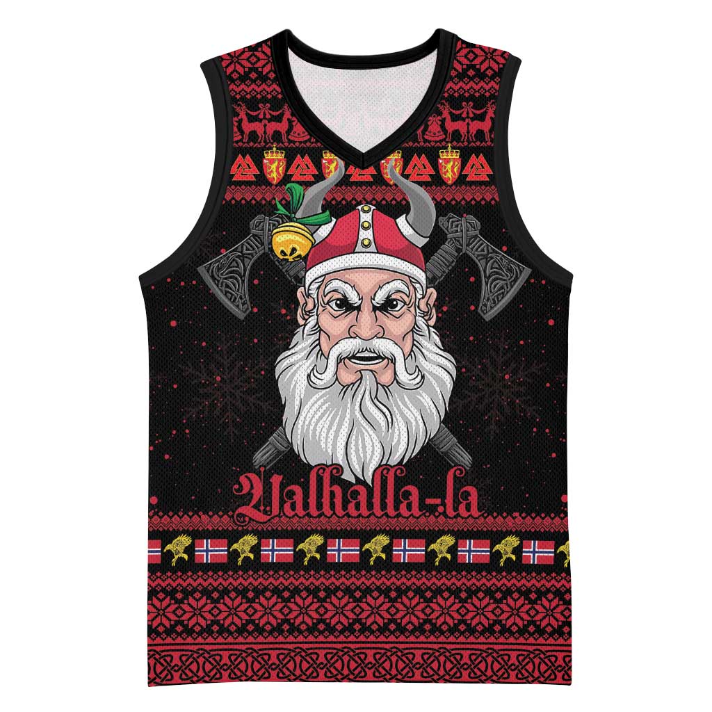 Norway Christmas Basketball Jersey Valhalla La La Viking Santa - Wonder Print Shop