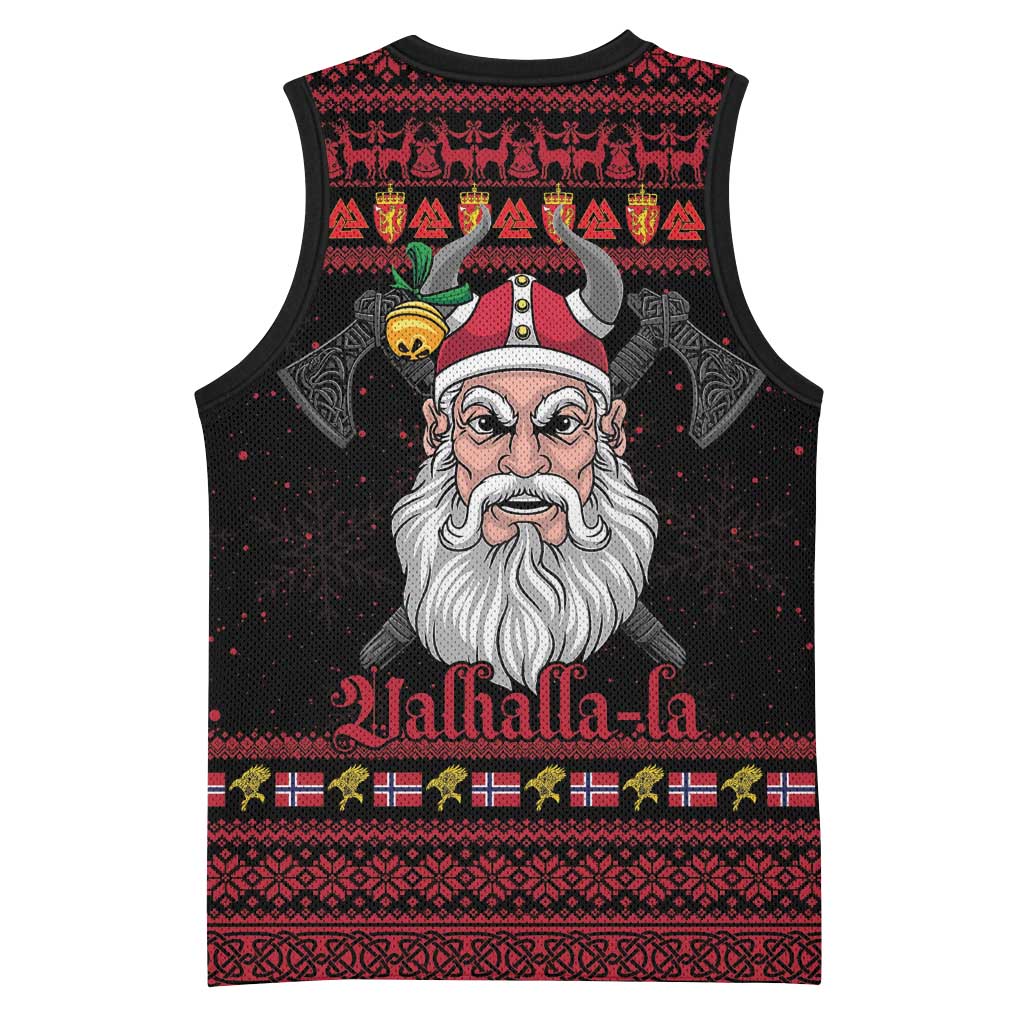 Norway Christmas Basketball Jersey Valhalla La La Viking Santa - Wonder Print Shop