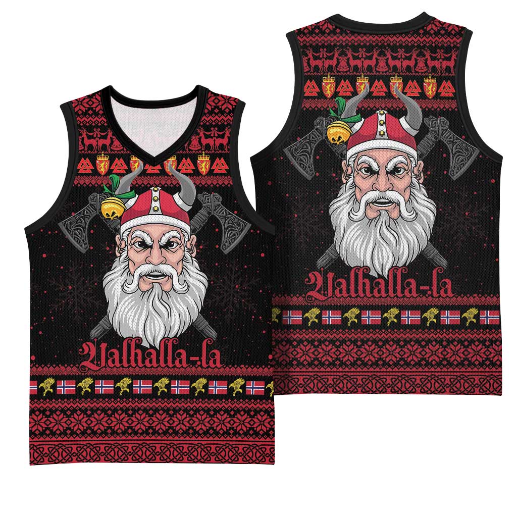 Norway Christmas Basketball Jersey Valhalla La La Viking Santa - Wonder Print Shop