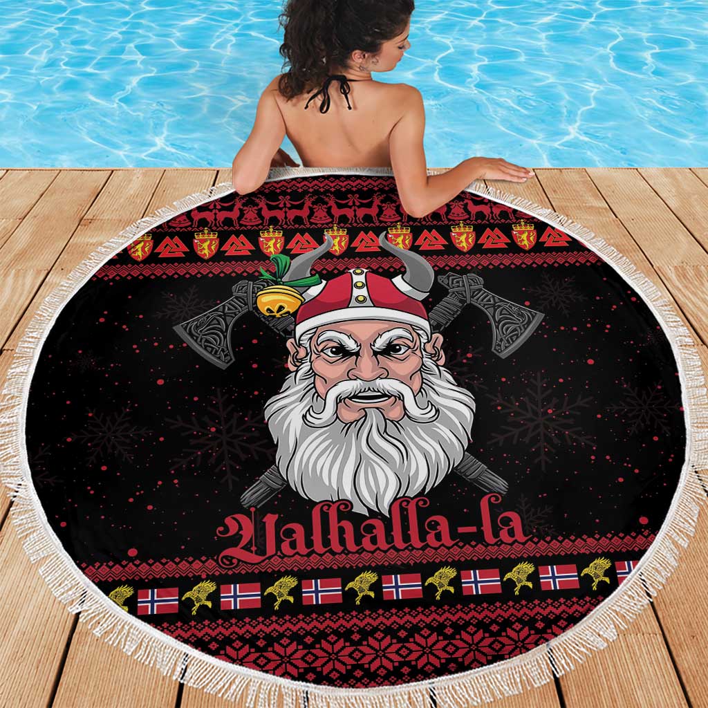 Norway Christmas Beach Blanket Valhalla La La Viking Santa - Wonder Print Shop