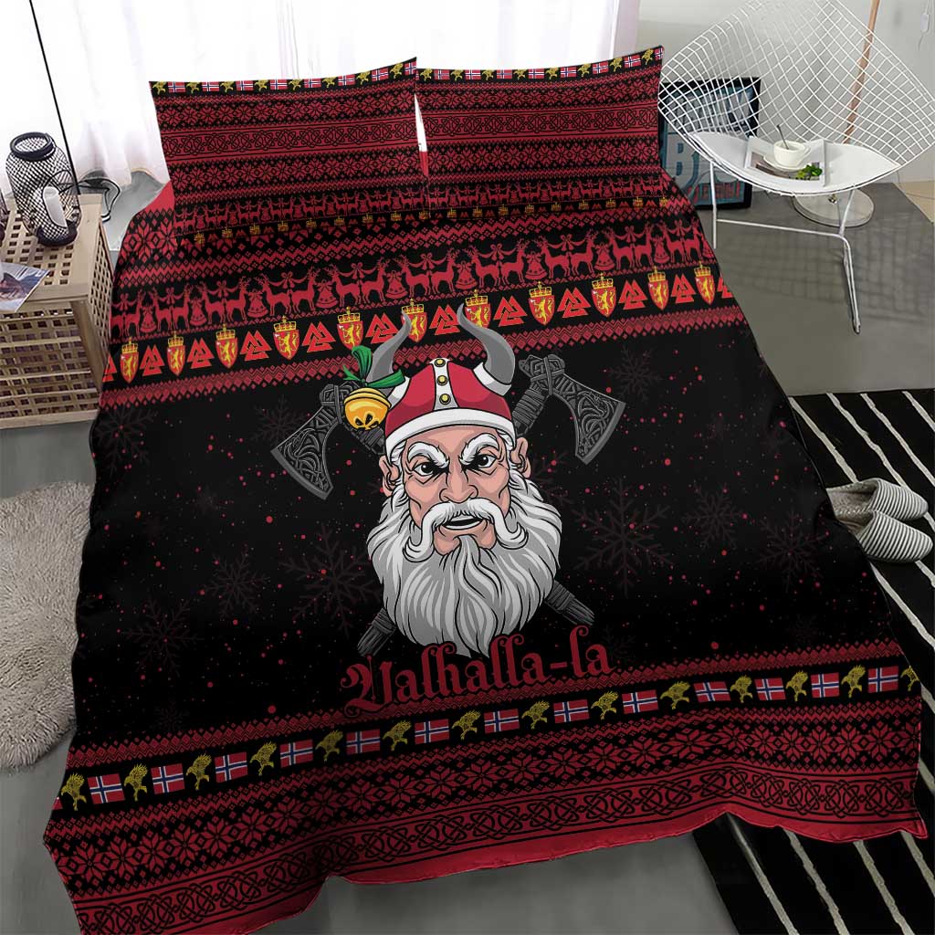 Norway Christmas Bedding Set Valhalla La La Viking Santa - Wonder Print Shop