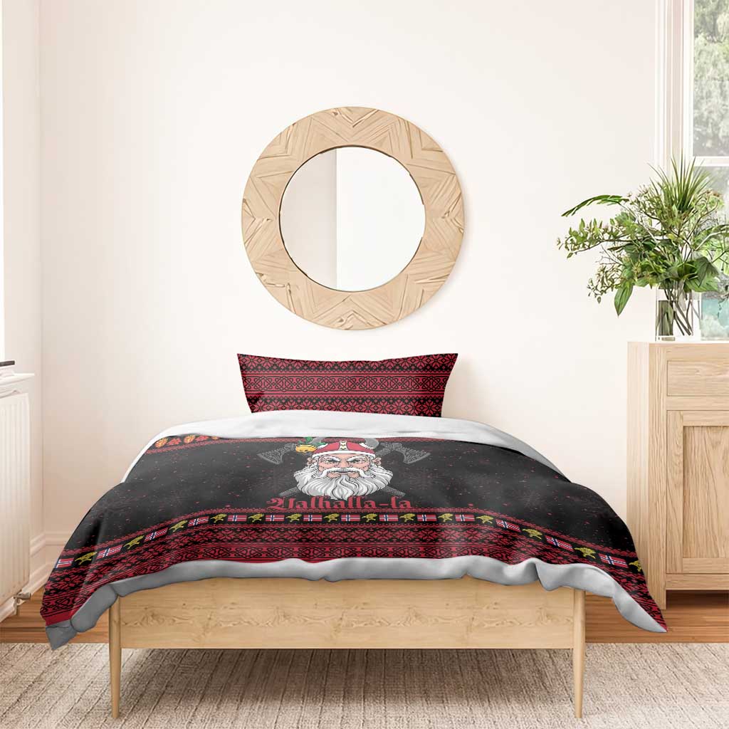 Norway Christmas Bedding Set Valhalla La La Viking Santa - Wonder Print Shop