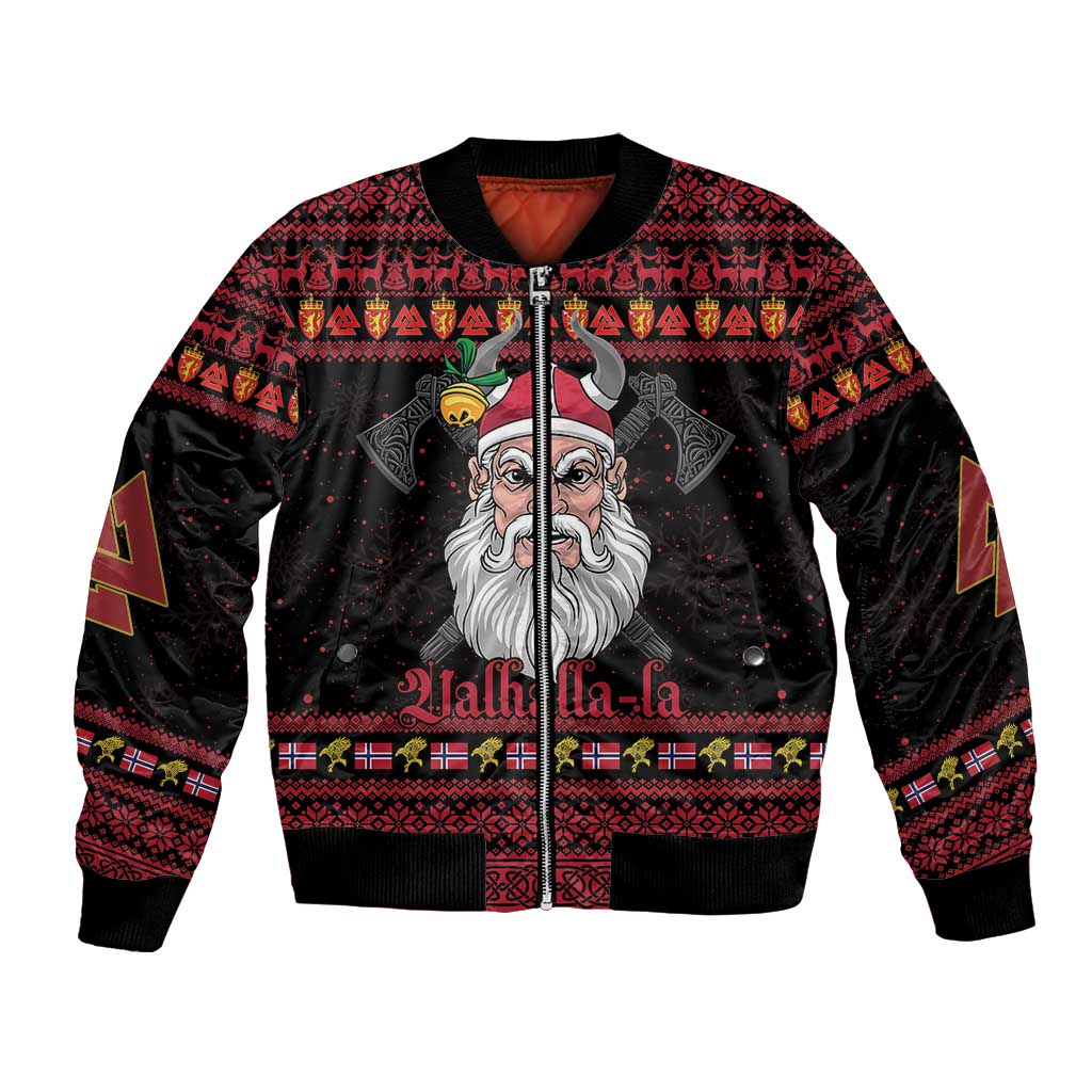 Norway Christmas Bomber Jacket Valhalla La La Viking Santa - Wonder Print Shop