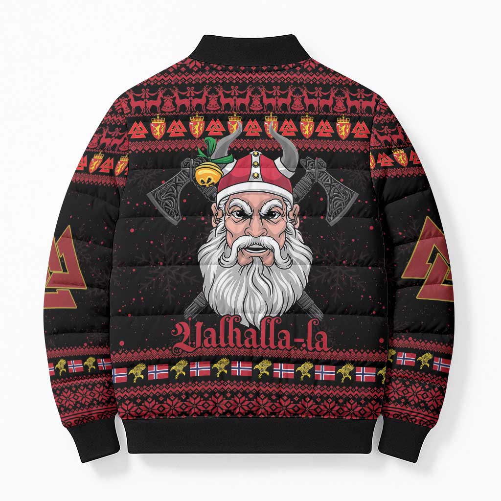 Norway Christmas Bomber Puffer Jacket Valhalla La La Viking Santa - Wonder Print Shop