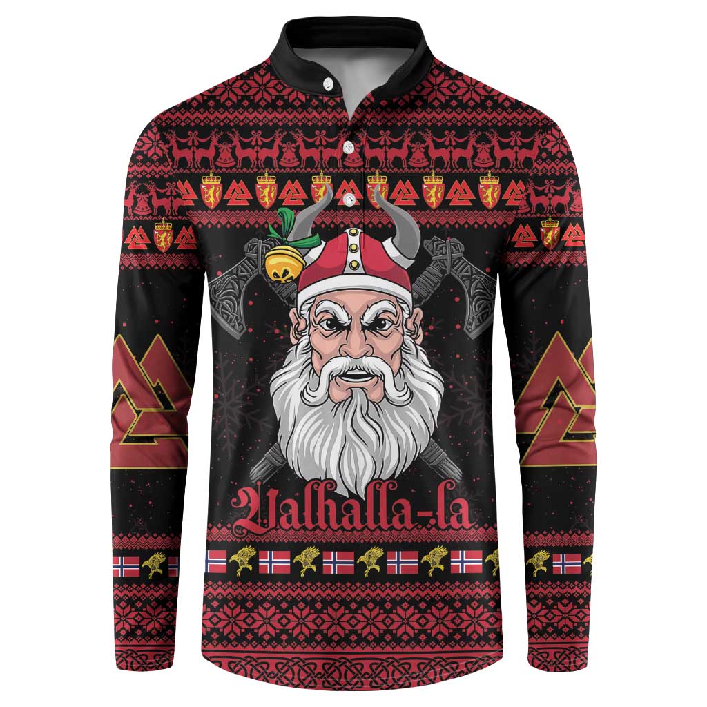 Norway Christmas Button Sweatshirt Valhalla La La Viking Santa - Wonder Print Shop