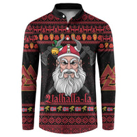 Norway Christmas Button Sweatshirt Valhalla La La Viking Santa - Wonder Print Shop