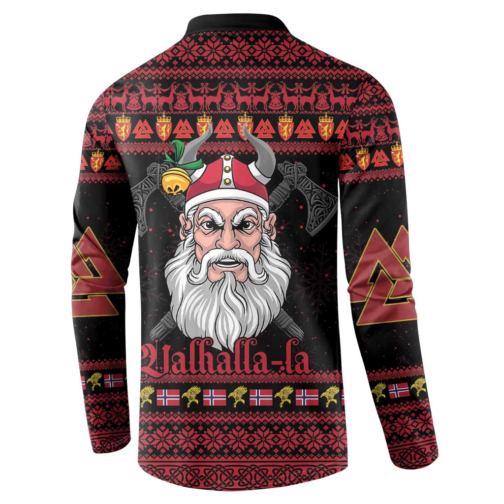Norway Christmas Button Sweatshirt Valhalla La La Viking Santa - Wonder Print Shop