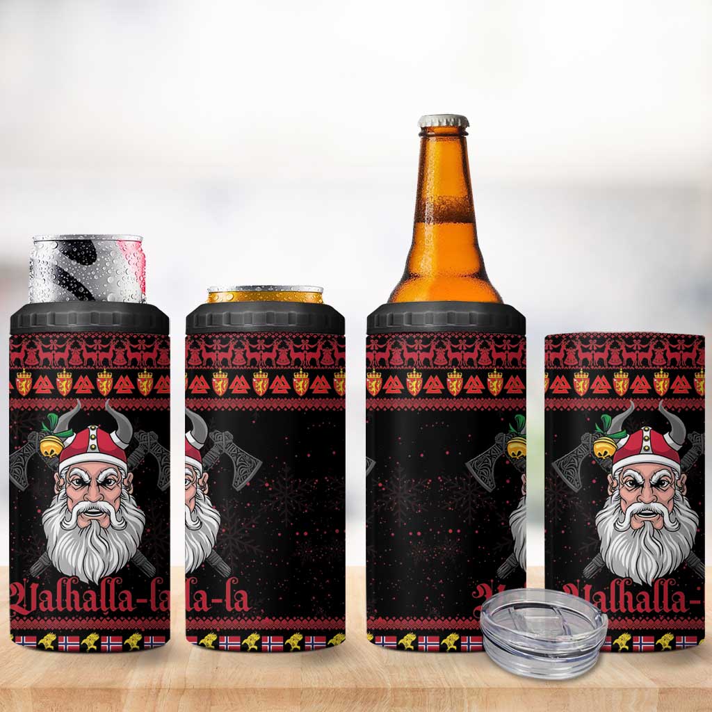 Norway Christmas 4 in 1 Can Cooler Tumbler Valhalla La La Viking Santa - Wonder Print Shop