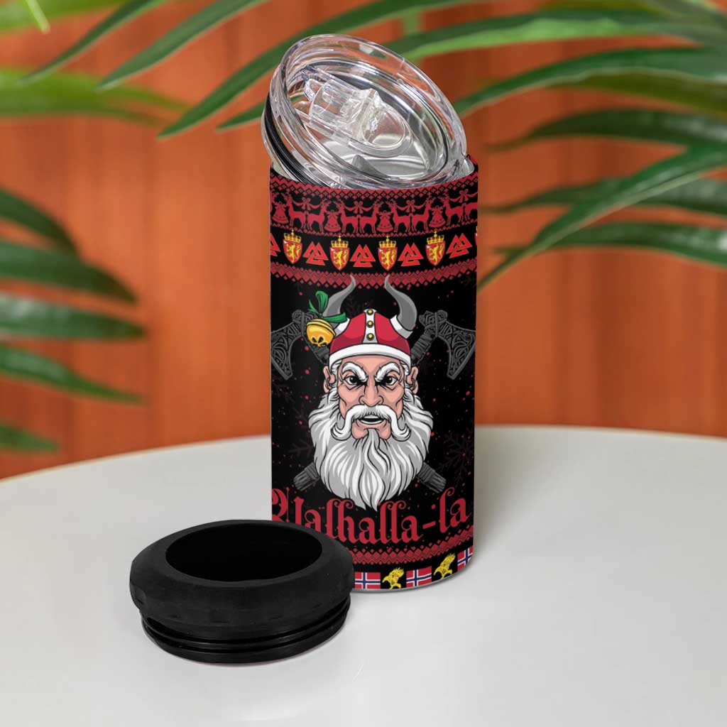 Norway Christmas 4 in 1 Can Cooler Tumbler Valhalla La La Viking Santa - Wonder Print Shop