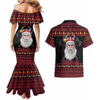 Norway Christmas Couples Matching Mermaid Dress and Hawaiian Shirt Valhalla La La Viking Santa - Wonder Print Shop
