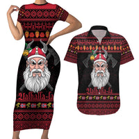 Norway Christmas Couples Matching Short Sleeve Bodycon Dress and Hawaiian Shirt Valhalla La La Viking Santa - Wonder Print Shop