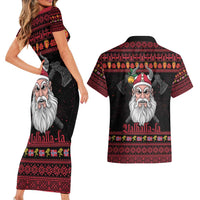 Norway Christmas Couples Matching Short Sleeve Bodycon Dress and Hawaiian Shirt Valhalla La La Viking Santa - Wonder Print Shop