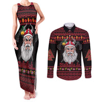 Norway Christmas Couples Matching Tank Maxi Dress and Long Sleeve Button Shirt Valhalla La La Viking Santa - Wonder Print Shop