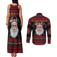 Norway Christmas Couples Matching Tank Maxi Dress and Long Sleeve Button Shirt Valhalla La La Viking Santa - Wonder Print Shop