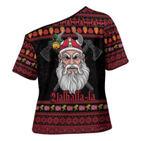 Norway Christmas Cross Shoulder Shirt Valhalla La La Viking Santa - Wonder Print Shop