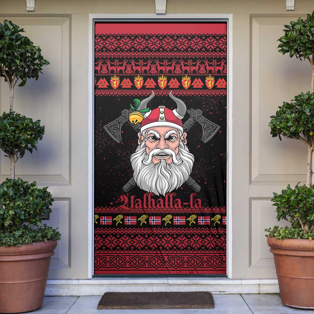 Norway Christmas Door Cover Valhalla La La Viking Santa - Wonder Print Shop
