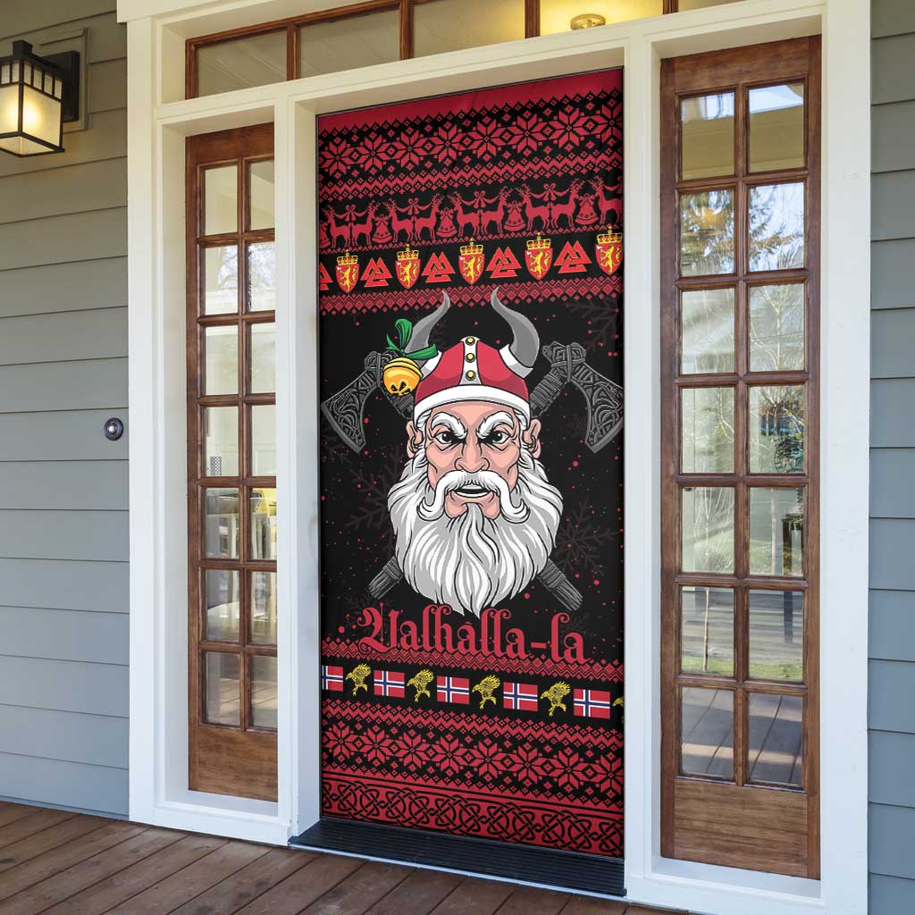 Norway Christmas Door Cover Valhalla La La Viking Santa - Wonder Print Shop