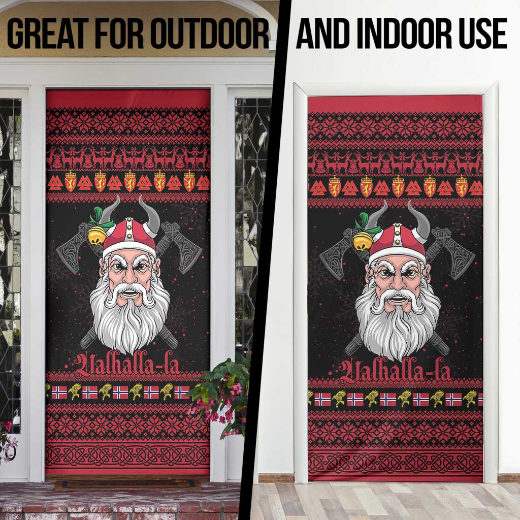 Norway Christmas Door Cover Valhalla La La Viking Santa - Wonder Print Shop