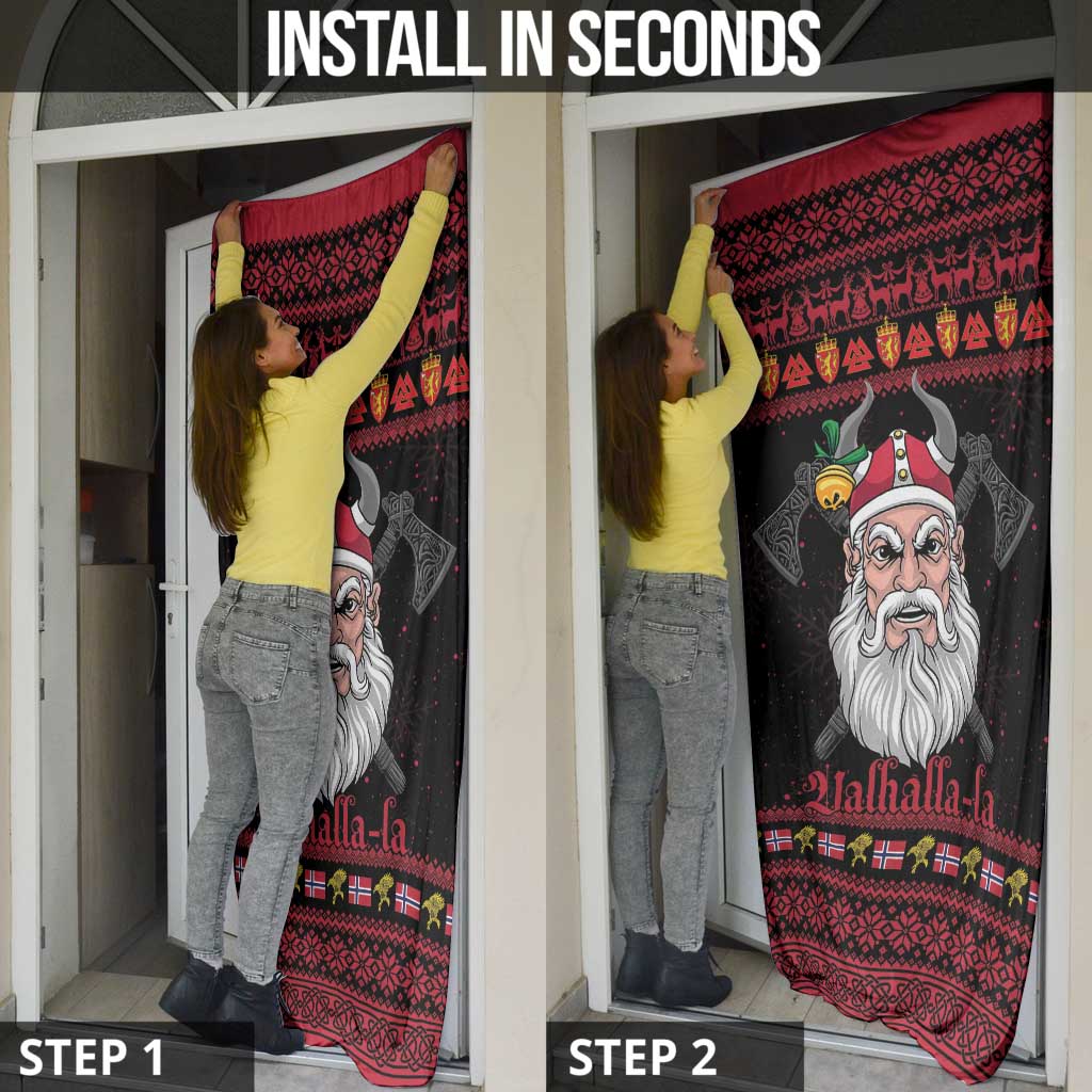 Norway Christmas Door Cover Valhalla La La Viking Santa - Wonder Print Shop