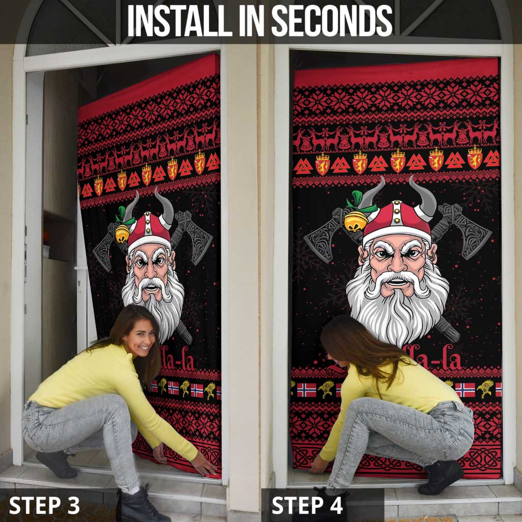 Norway Christmas Door Cover Valhalla La La Viking Santa - Wonder Print Shop