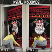Norway Christmas Door Cover Valhalla La La Viking Santa - Wonder Print Shop