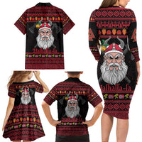 Norway Christmas Family Matching Long Sleeve Bodycon Dress and Hawaiian Shirt Valhalla La La Viking Santa - Wonder Print Shop