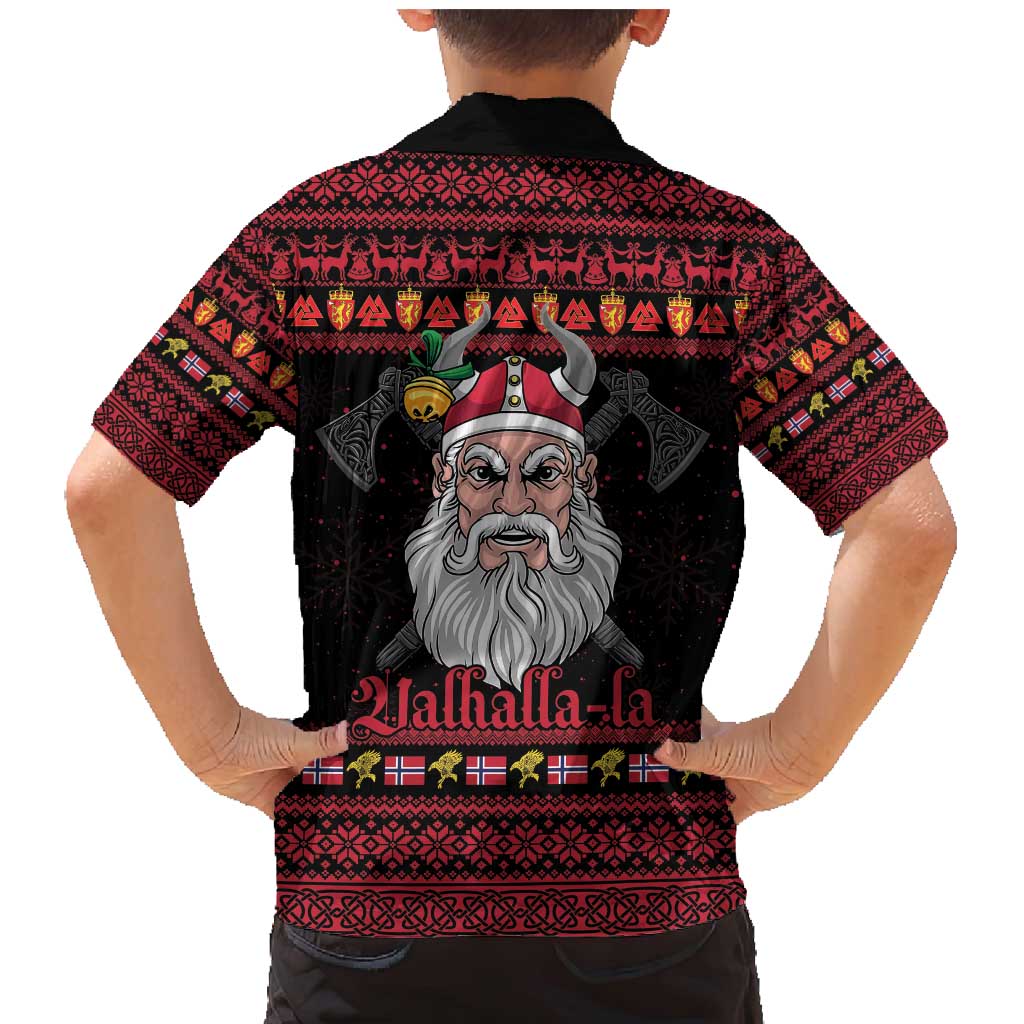 Norway Christmas Family Matching Mermaid Dress and Hawaiian Shirt Valhalla La La Viking Santa - Wonder Print Shop