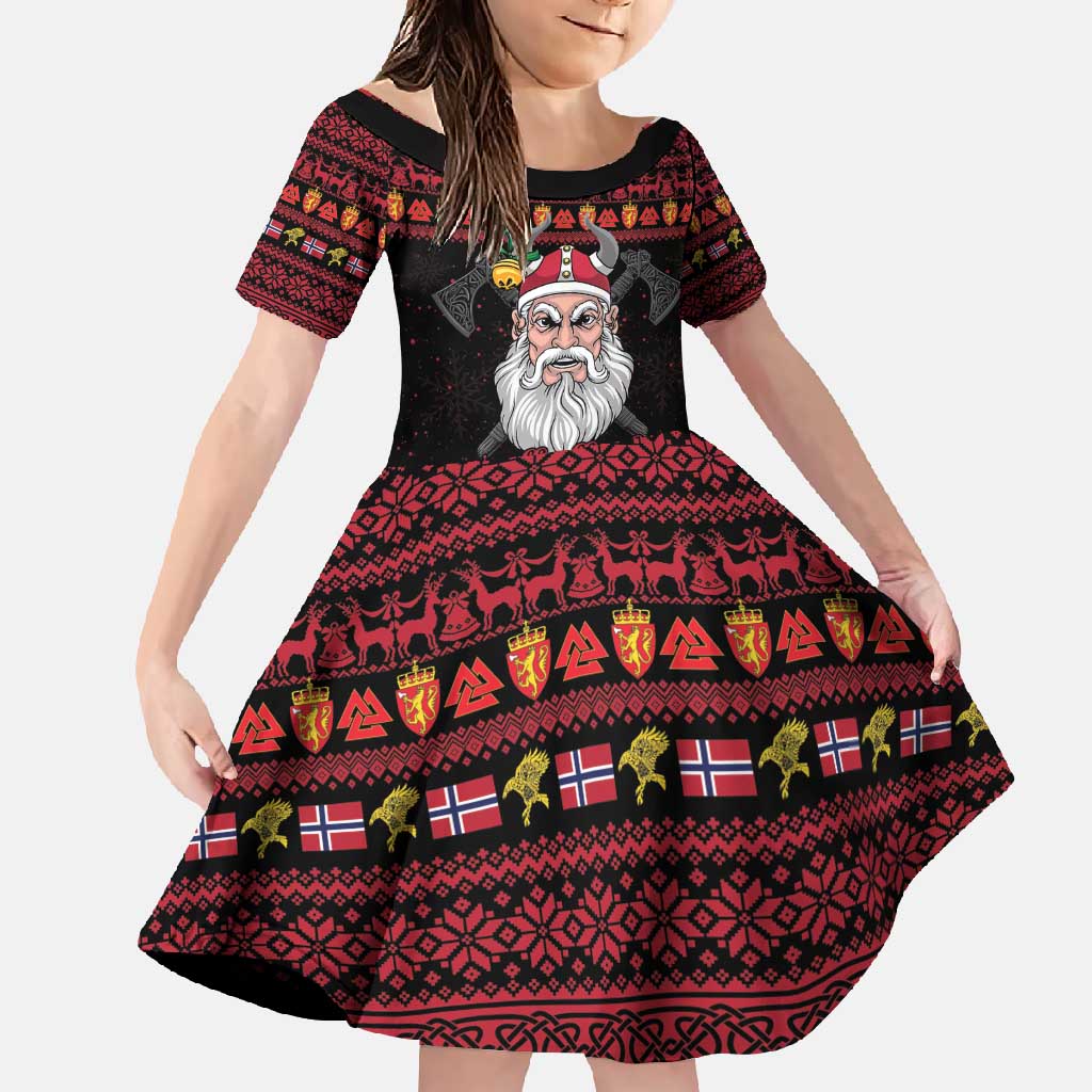 Norway Christmas Family Matching Mermaid Dress and Hawaiian Shirt Valhalla La La Viking Santa - Wonder Print Shop