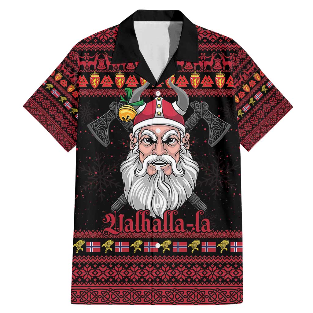 Norway Christmas Family Matching Mermaid Dress and Hawaiian Shirt Valhalla La La Viking Santa - Wonder Print Shop