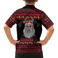 Norway Christmas Family Matching Off The Shoulder Long Sleeve Dress and Hawaiian Shirt Valhalla La La Viking Santa - Wonder Print Shop