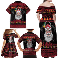 Norway Christmas Family Matching Off Shoulder Maxi Dress and Hawaiian Shirt Valhalla La La Viking Santa - Wonder Print Shop