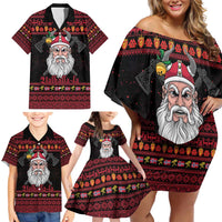 Norway Christmas Family Matching Off Shoulder Short Dress and Hawaiian Shirt Valhalla La La Viking Santa - Wonder Print Shop