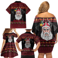 Norway Christmas Family Matching Off Shoulder Short Dress and Hawaiian Shirt Valhalla La La Viking Santa - Wonder Print Shop