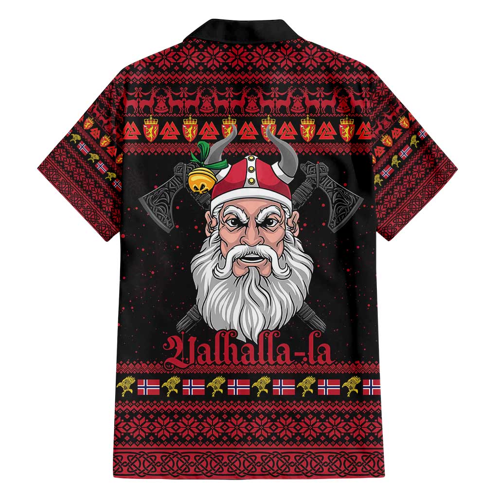 Norway Christmas Family Matching Off Shoulder Short Dress and Hawaiian Shirt Valhalla La La Viking Santa - Wonder Print Shop