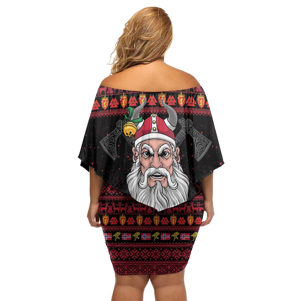 Norway Christmas Family Matching Off Shoulder Short Dress and Hawaiian Shirt Valhalla La La Viking Santa - Wonder Print Shop