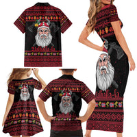 Norway Christmas Family Matching Short Sleeve Bodycon Dress and Hawaiian Shirt Valhalla La La Viking Santa - Wonder Print Shop
