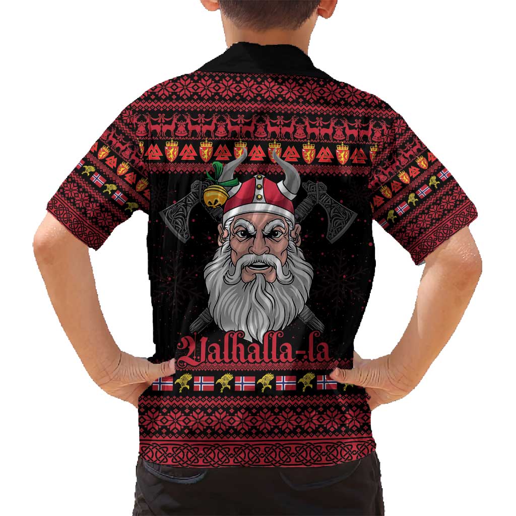 Norway Christmas Family Matching Tank Maxi Dress and Hawaiian Shirt Valhalla La La Viking Santa - Wonder Print Shop