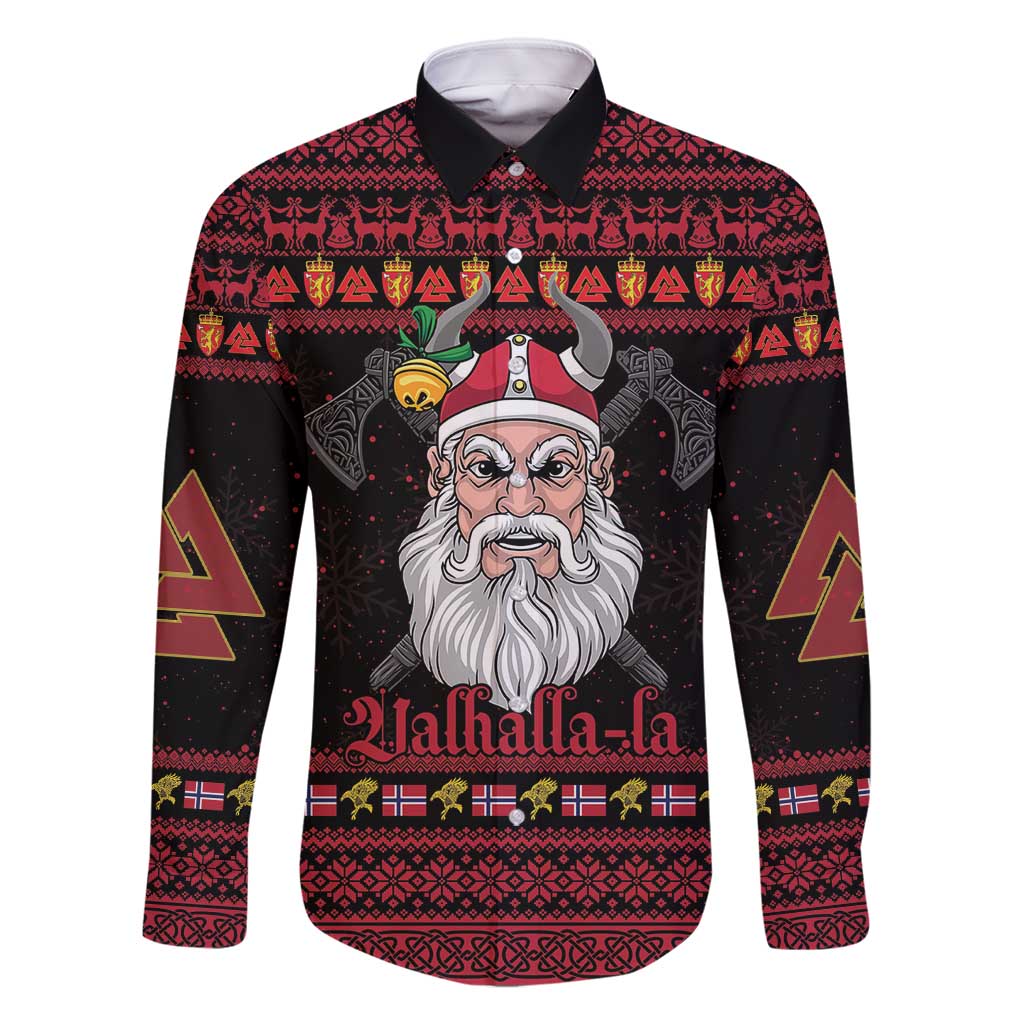 Norway Christmas Family Matching Tank Maxi Dress and Hawaiian Shirt Valhalla La La Viking Santa - Wonder Print Shop