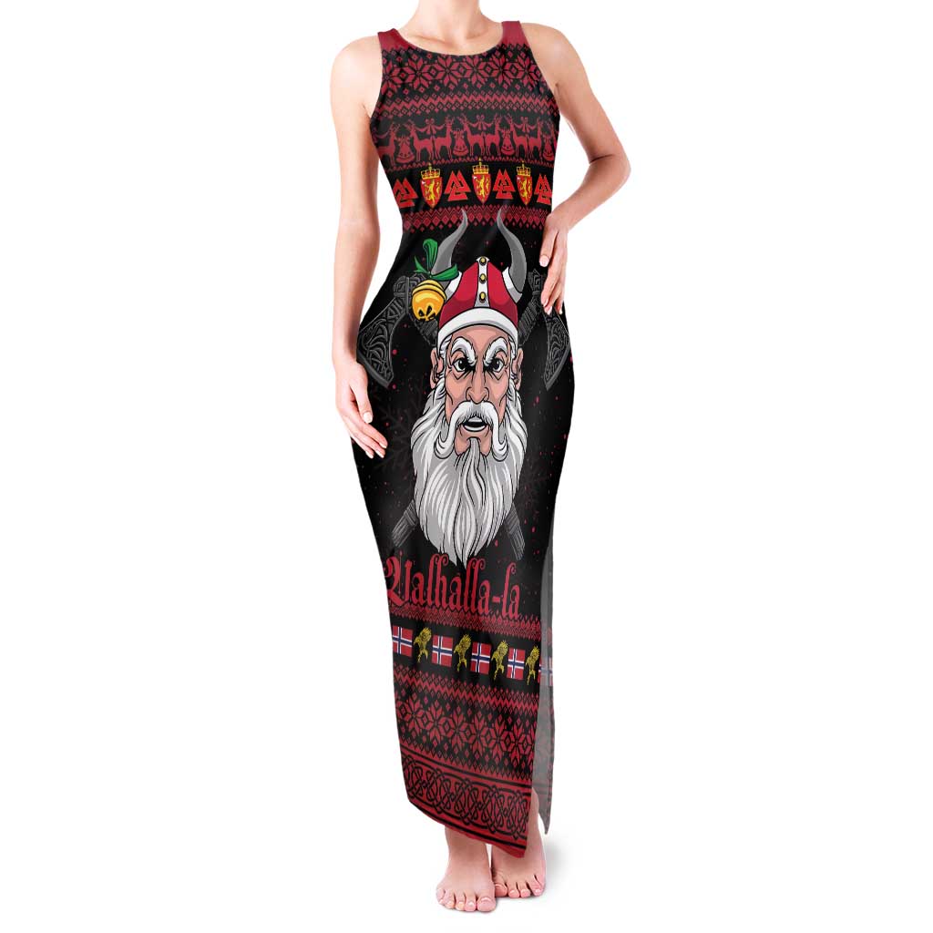 Norway Christmas Family Matching Tank Maxi Dress and Hawaiian Shirt Valhalla La La Viking Santa - Wonder Print Shop