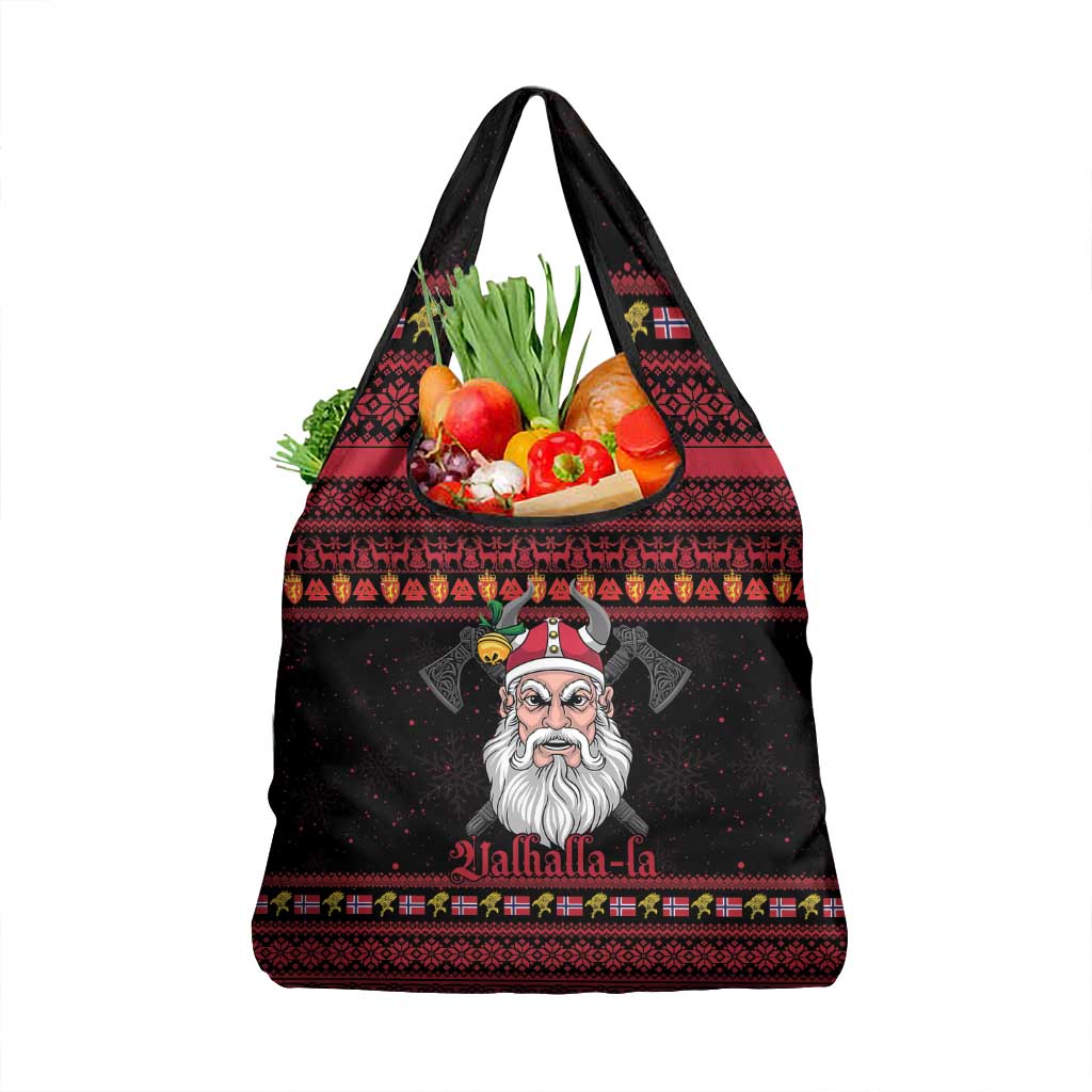 Norway Christmas Grocery Bag Valhalla La La Viking Santa - Wonder Print Shop