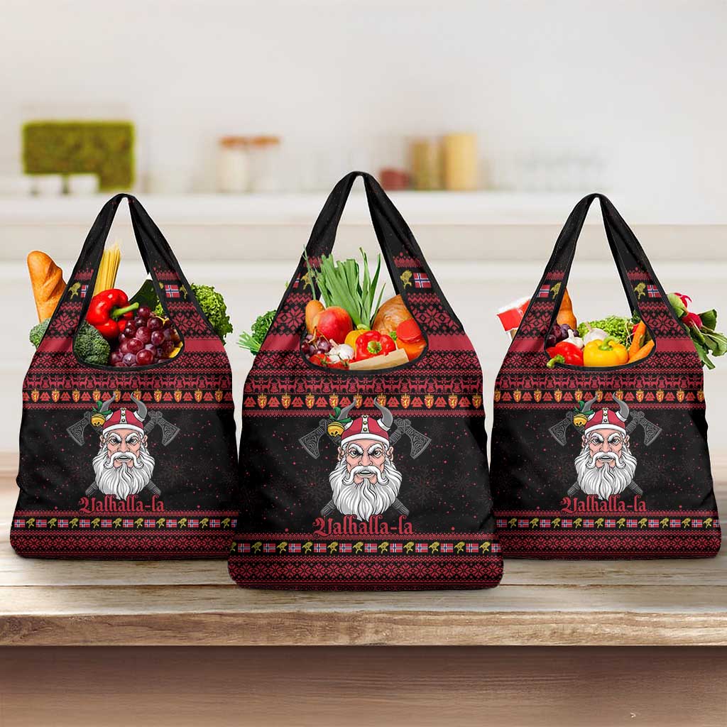 Norway Christmas Grocery Bag Valhalla La La Viking Santa - Wonder Print Shop