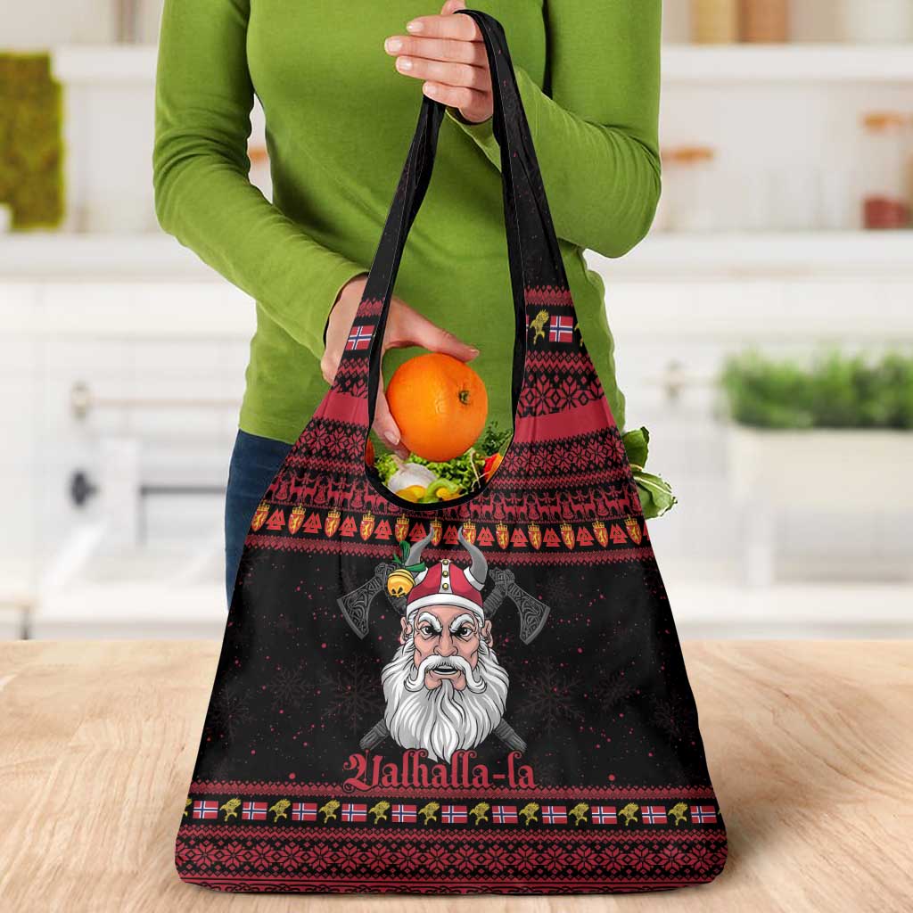 Norway Christmas Grocery Bag Valhalla La La Viking Santa - Wonder Print Shop