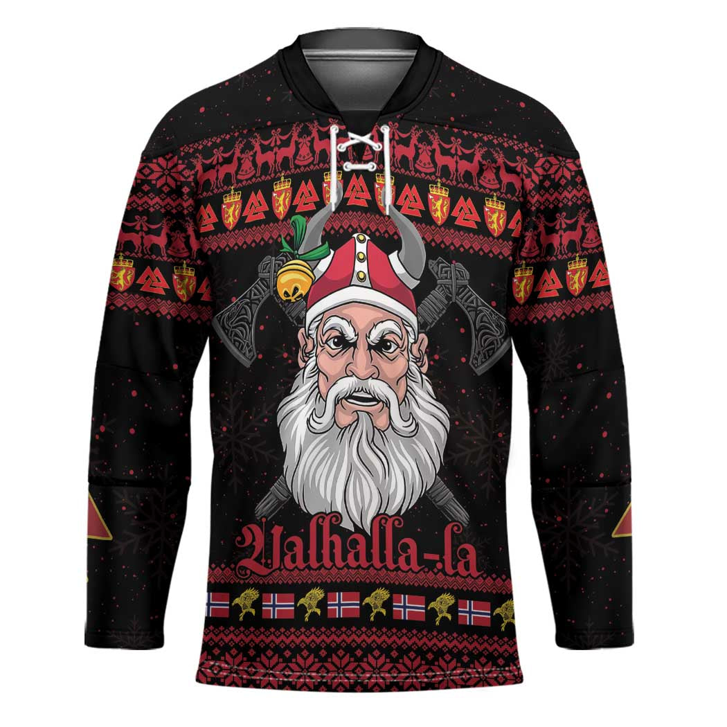 Norway Christmas Hockey Jersey Valhalla La La Viking Santa - Wonder Print Shop