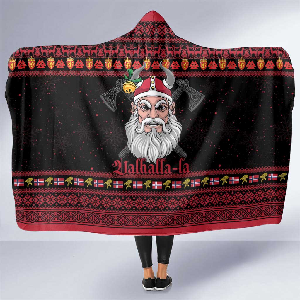 Norway Christmas Hooded Blanket Valhalla La La Viking Santa - Wonder Print Shop