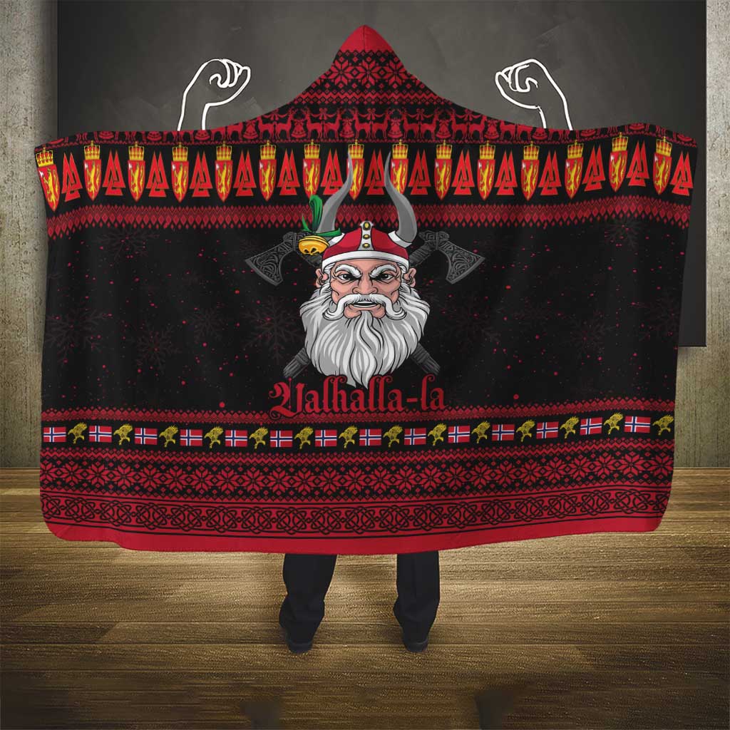 Norway Christmas Hooded Blanket Valhalla La La Viking Santa - Wonder Print Shop