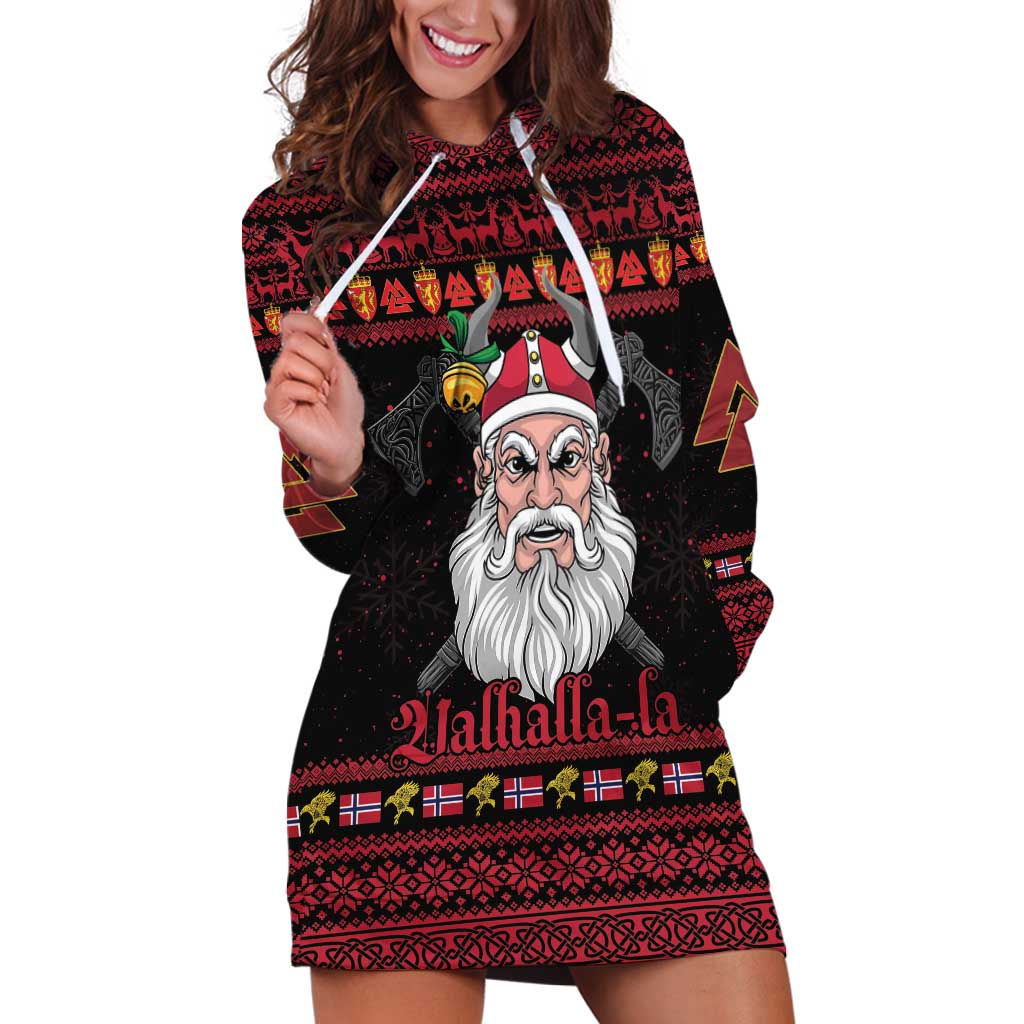 Norway Christmas Hoodie Dress Valhalla La La Viking Santa - Wonder Print Shop