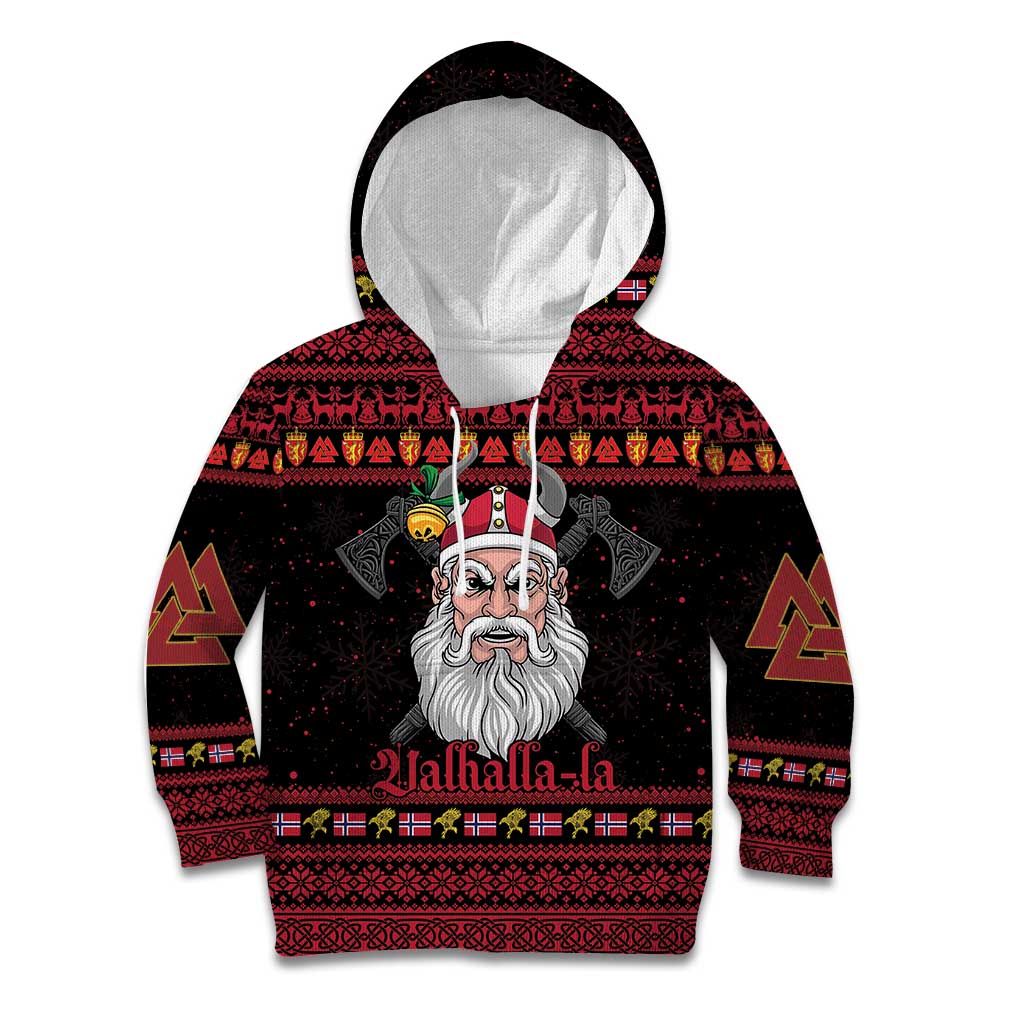 Norway Christmas Kid Hoodie Valhalla La La Viking Santa - Wonder Print Shop