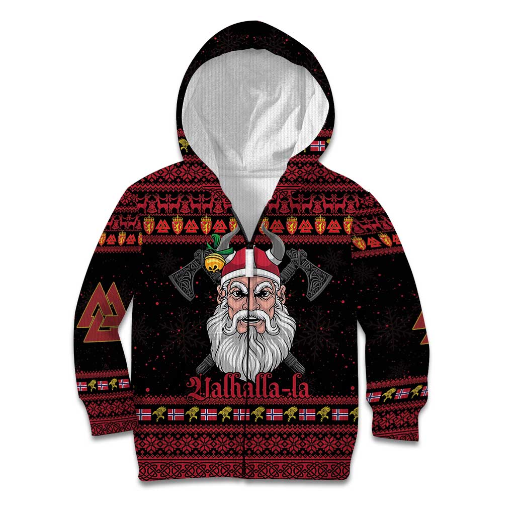Norway Christmas Kid Hoodie Valhalla La La Viking Santa - Wonder Print Shop