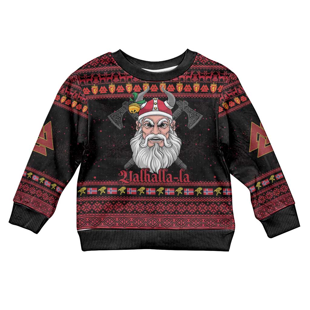 Norway Christmas Kid Ugly Christmas Sweater Valhalla La La Viking Santa - Wonder Print Shop