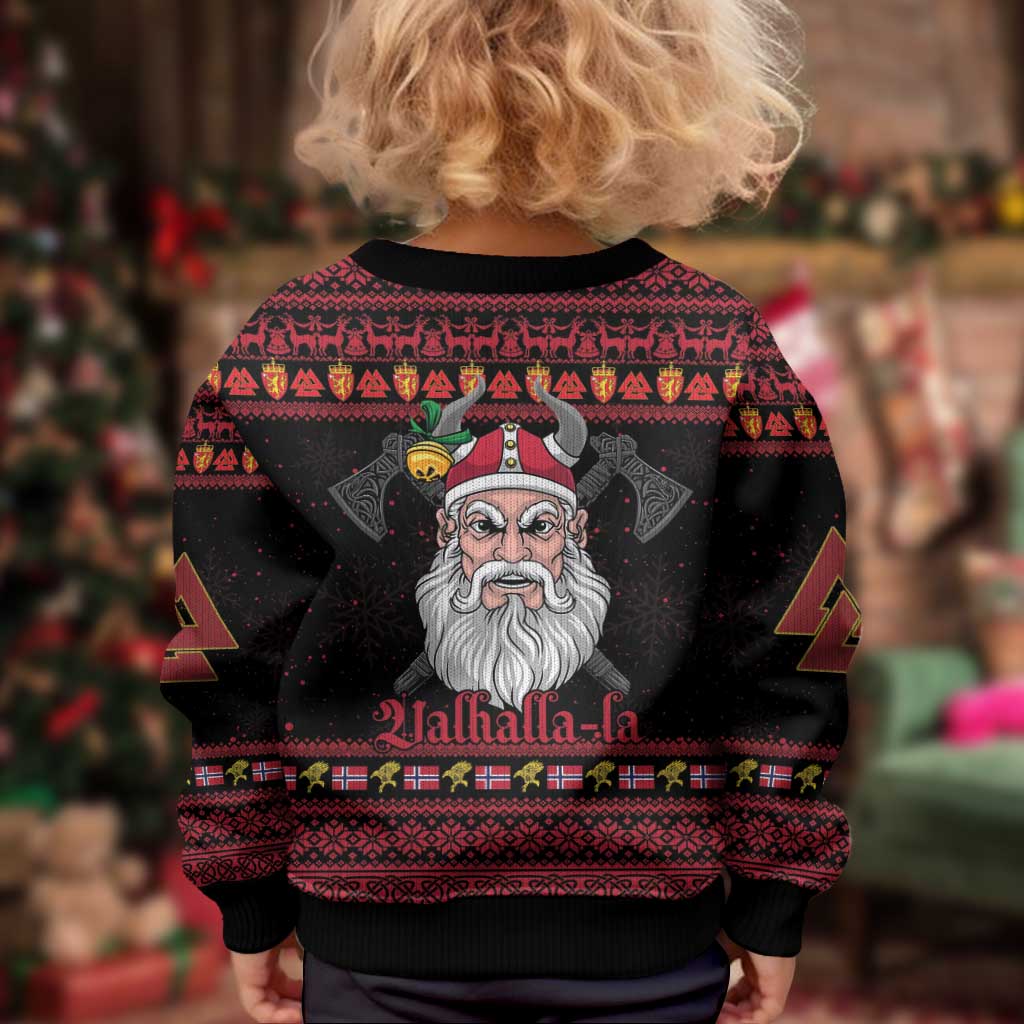 Norway Christmas Kid Ugly Christmas Sweater Valhalla La La Viking Santa - Wonder Print Shop